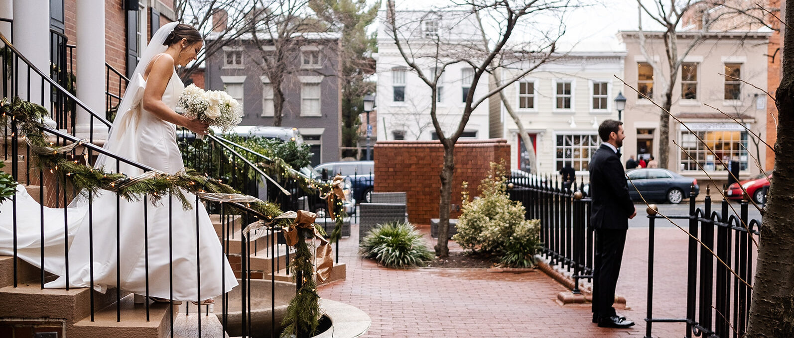 Wedding reception tables set up in the Watermark ballroom